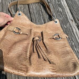 LANCEL PARIS SNAKESKIN SHOULDER BAG, beige